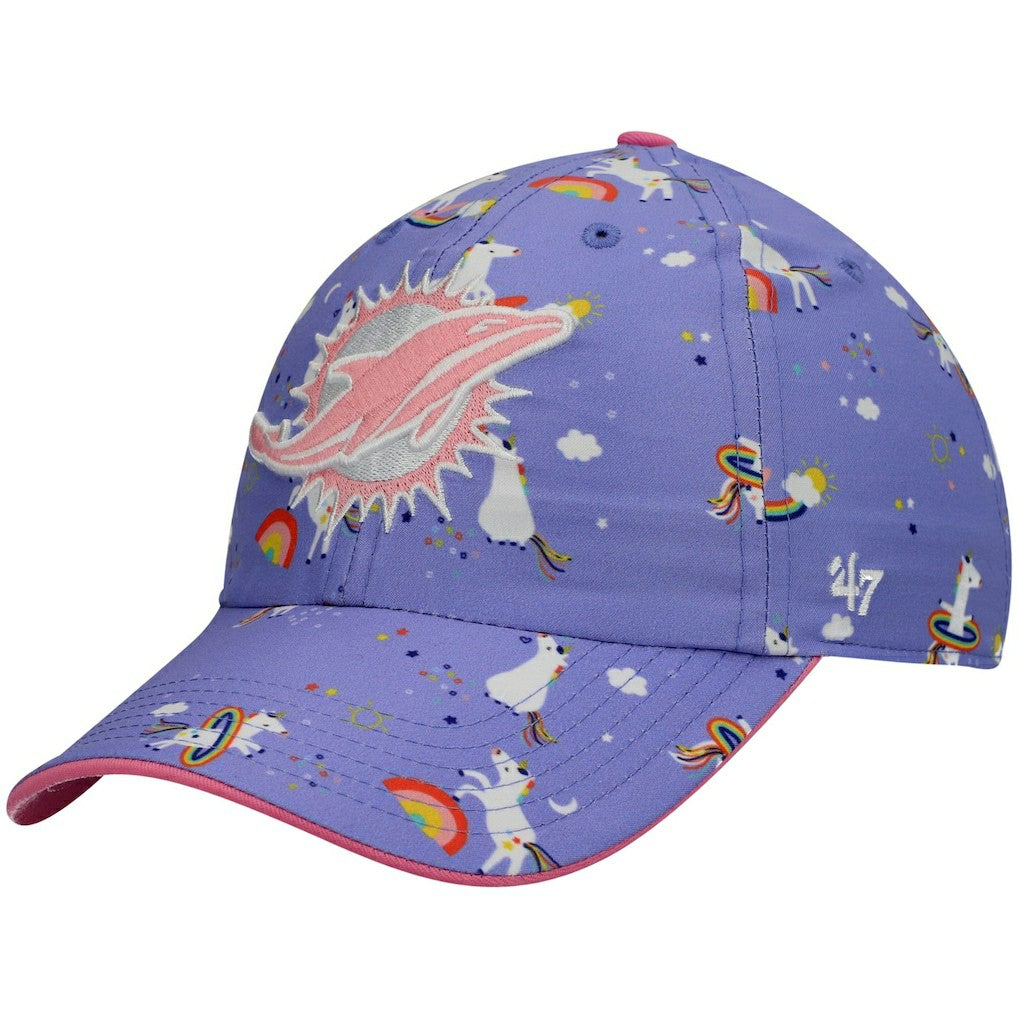 Miami Dolphins '47 Girls Preschool Unicorn Clean Up Adjustable Hat Purple | 47 brand