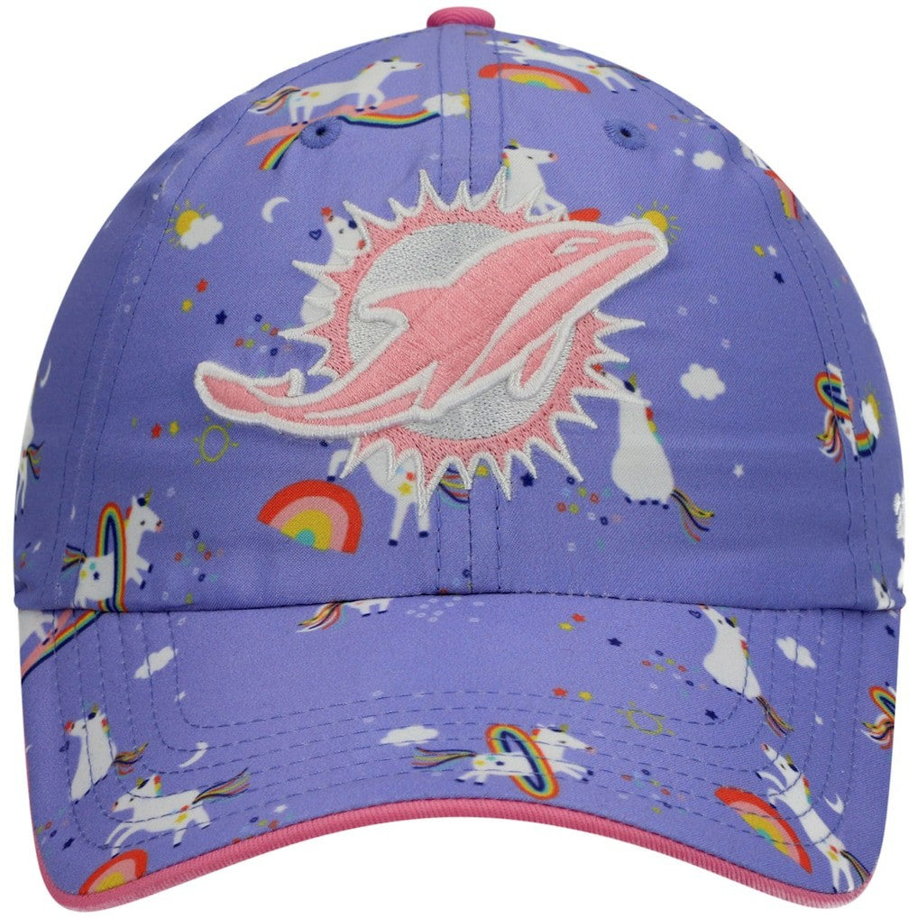 Miami Dolphins '47 Girls Preschool Unicorn Clean Up Adjustable Hat Purple | 47 brand