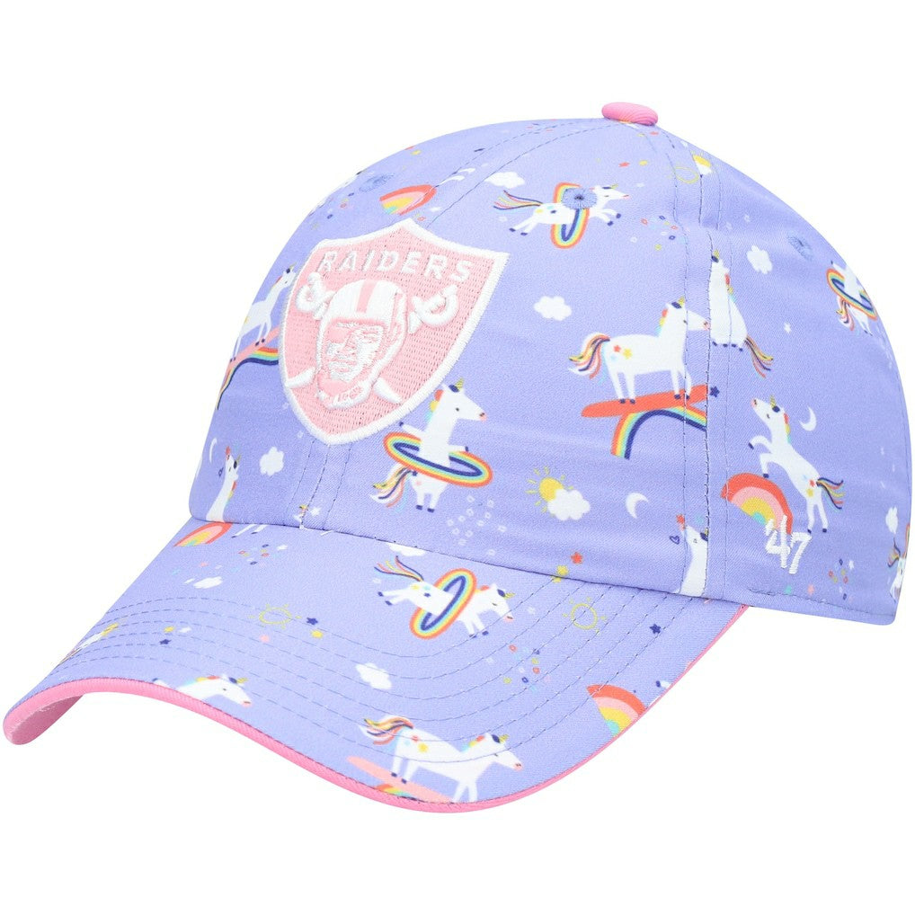 Las Vegas Raiders '47 Girls Preschool Unicorn Clean Up Adjustable Hat Purple | 47 brand