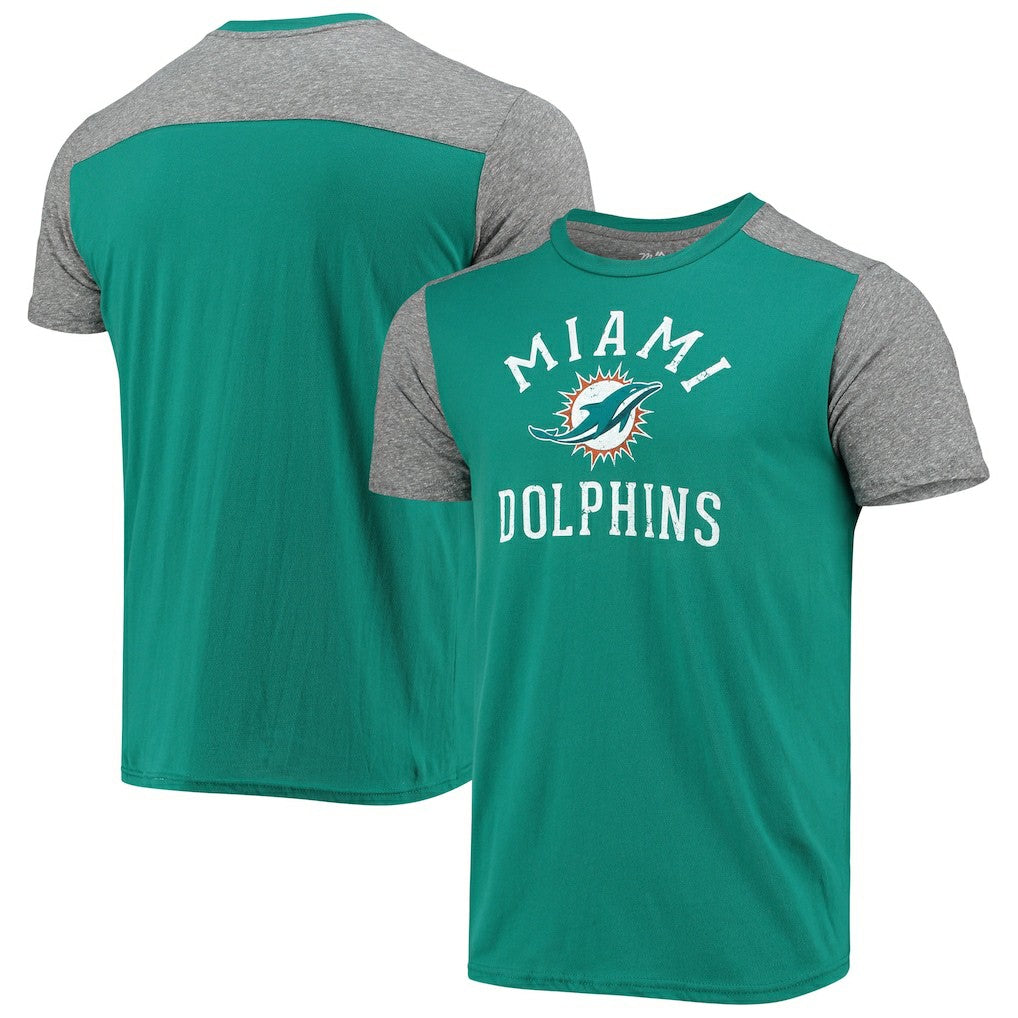 Miami Dolphins Majestic Threads Field Goal Slub T-Shirt Aqua/Gray | NFL