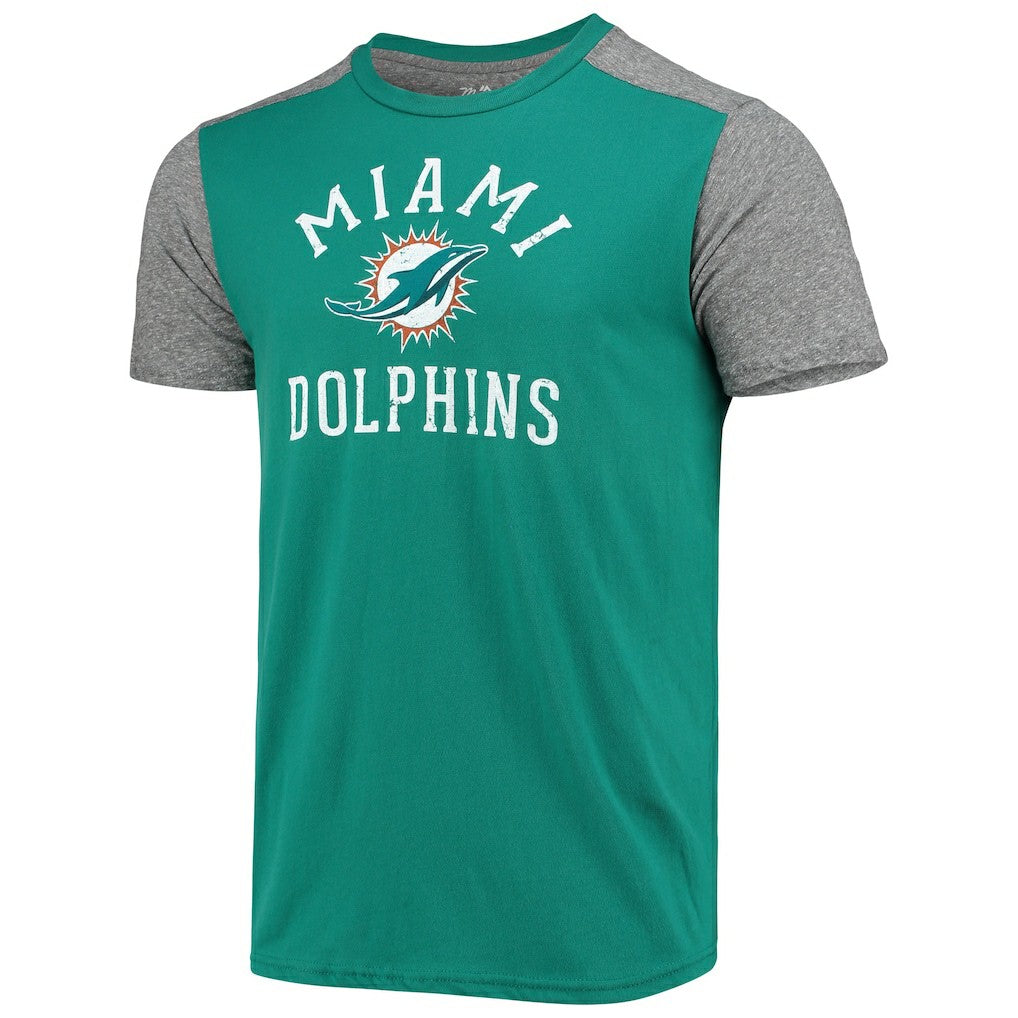 Miami Dolphins Majestic Threads Field Goal Slub T-Shirt Aqua/Gray | NFL