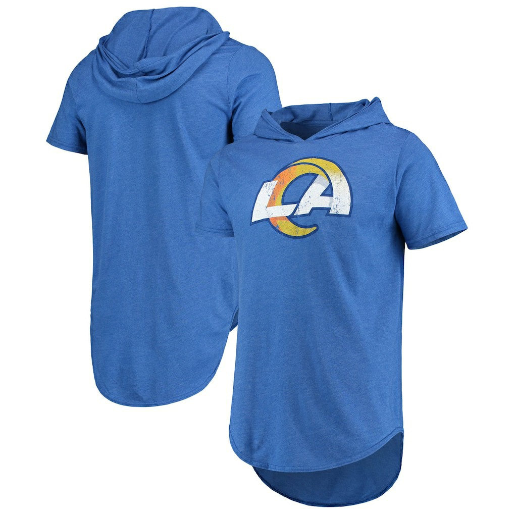 Los Angeles Rams Majestic Threads Primary Logo Tri-Blend Hoodie T-Shirt Royal | NFL