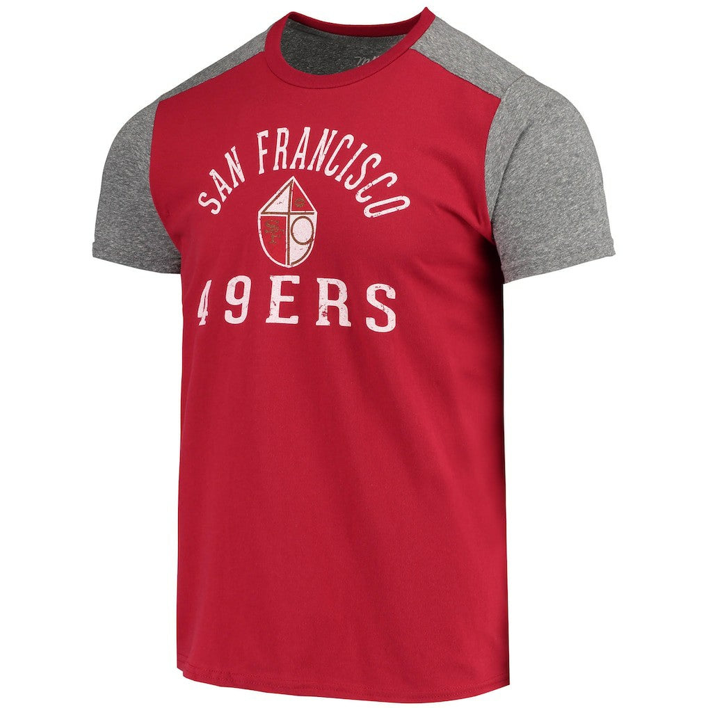 San Francisco 49ers Majestic Threads Gridiron Classics Field Goal Slub T-Shirt Scarlet/Heathered Gray | NFL