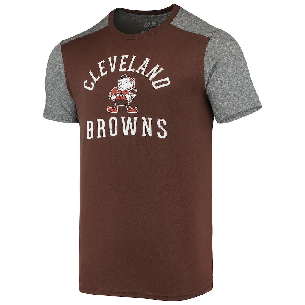 Cleveland Browns Majestic Threads Brownie The Elf Gridiron Classics Field Goal Slub T-Shirt Brown/Heathered Gray | NFL
