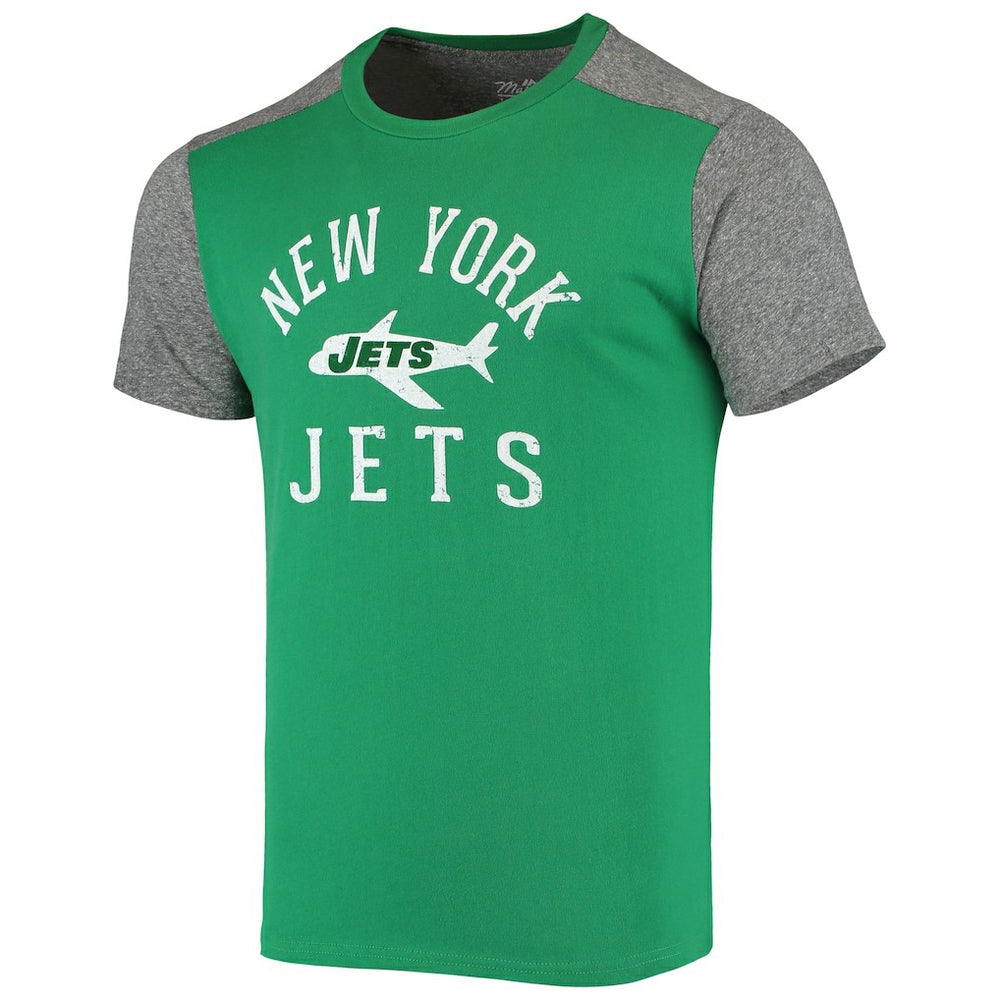 New York Jets Majestic Threads Gridiron Classics Field Goal Slub T-Shirt Kelly Green/Heathered Gray | NFL
