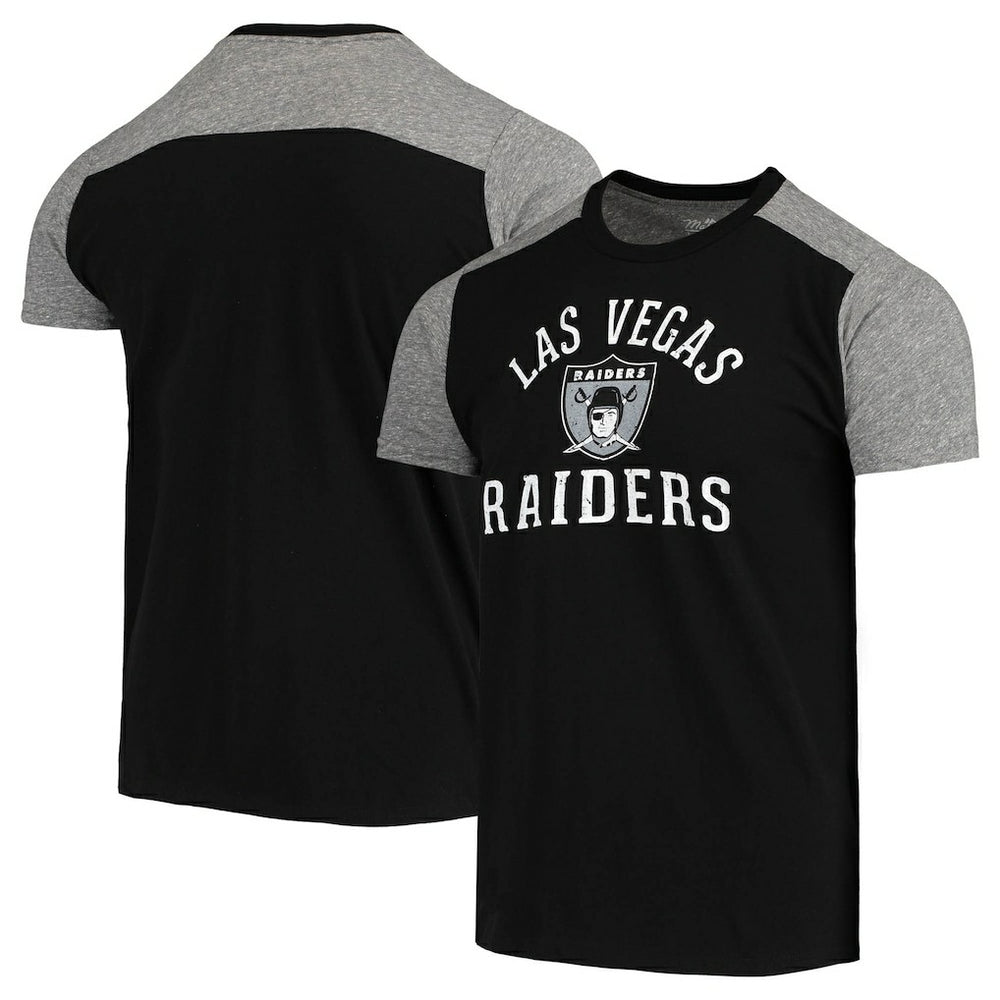 Las Vegas Raiders Majestic Threads Gridiron Classics Field Goal Slub T-Shirt Black/Heathered Gray | NFL