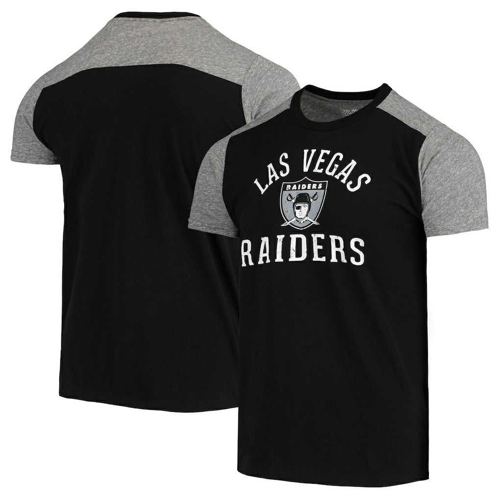 Las Vegas Raiders Majestic Threads Gridiron Classics Field Goal Slub T-Shirt Black/Heathered Gray | NFL