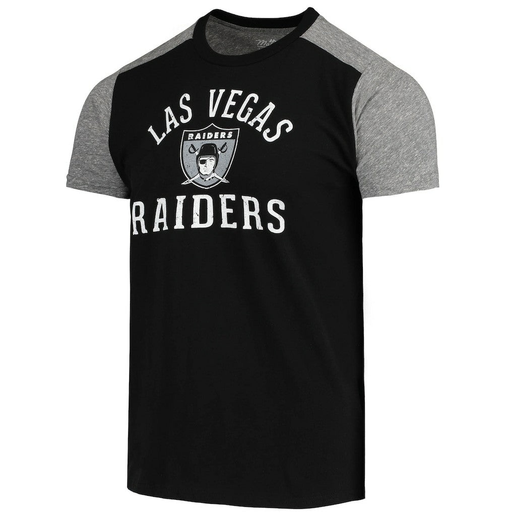 Las Vegas Raiders Majestic Threads Gridiron Classics Field Goal Slub T-Shirt Black/Heathered Gray | NFL