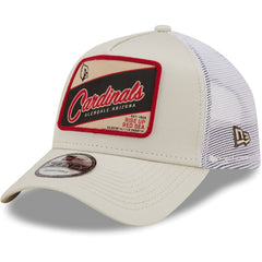 Arizona Cardinals New Era Happy Camper A-Frame Trucker 9FORTY Snapback Hat Khaki/White | NFL
