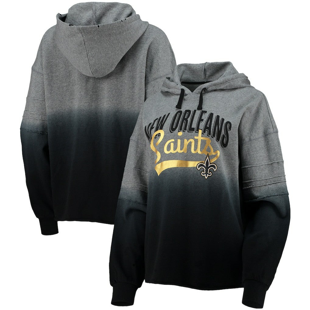 New Orleans Saints Touch Women's Superstar Dip-Dye Pullover Hoodie Heathered Gray/Black | NFL