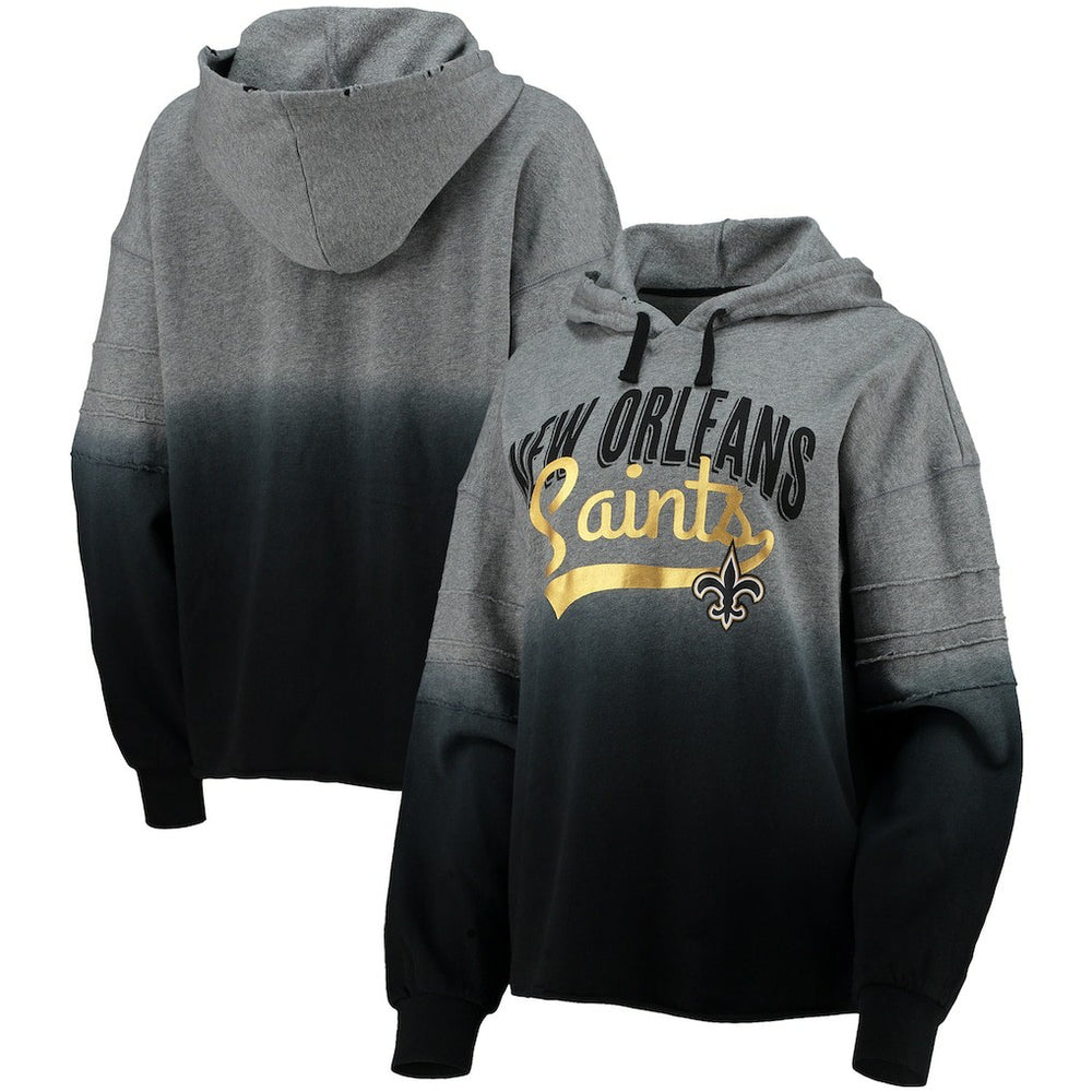 New Orleans Saints Touch Women's Superstar Dip-Dye Pullover Hoodie Heathered Gray/Black | NFL