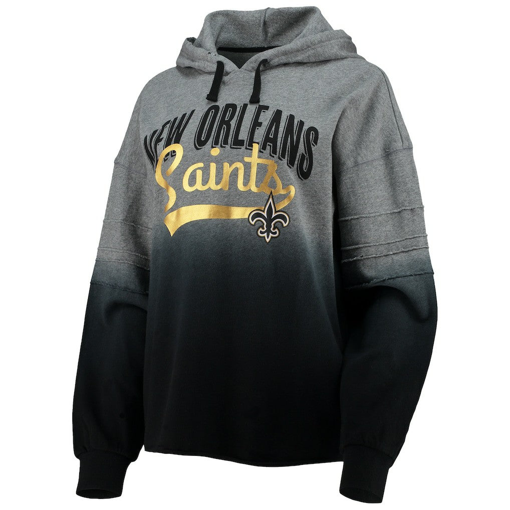 New Orleans Saints Touch Women's Superstar Dip-Dye Pullover Hoodie Heathered Gray/Black | NFL