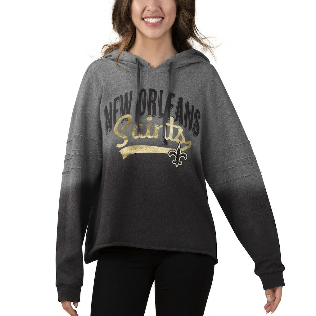 New Orleans Saints Touch Women's Superstar Dip-Dye Pullover Hoodie Heathered Gray/Black | NFL