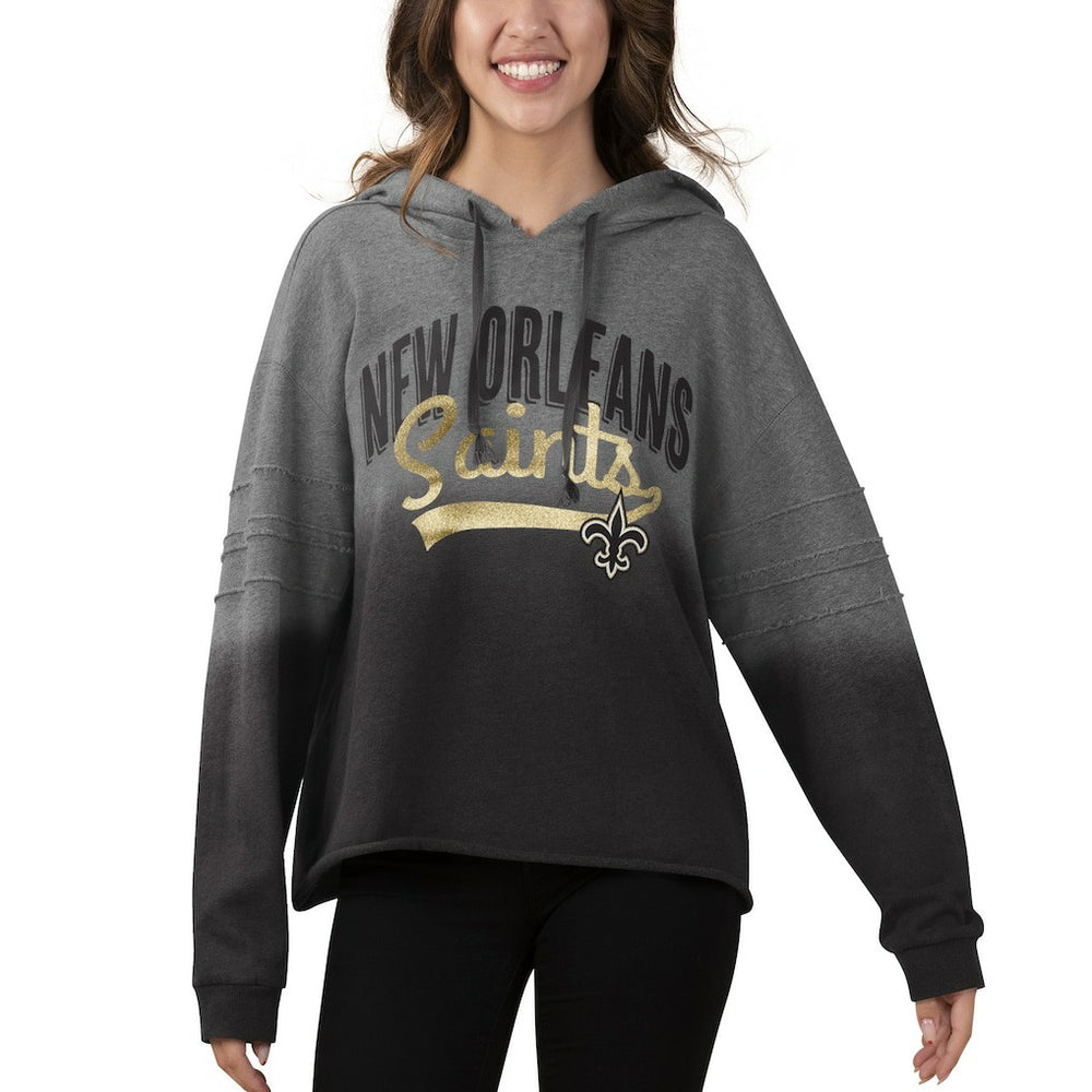 New Orleans Saints Touch Women's Superstar Dip-Dye Pullover Hoodie Heathered Gray/Black | NFL