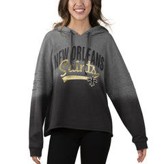 New Orleans Saints Touch Women's Superstar Dip-Dye Pullover Hoodie Heathered Gray/Black | NFL
