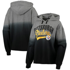 Pittsburgh Steelers Touch Women's Superstar Dip-Dye Pullover Hoodie Heathered Gray/Black | NFL
