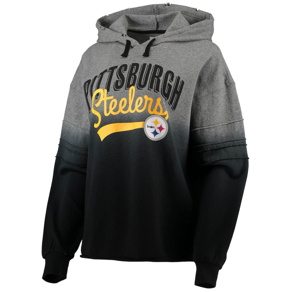 Pittsburgh Steelers Touch Women's Superstar Dip-Dye Pullover Hoodie Heathered Gray/Black | NFL