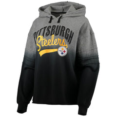 Pittsburgh Steelers Touch Women's Superstar Dip-Dye Pullover Hoodie Heathered Gray/Black | NFL