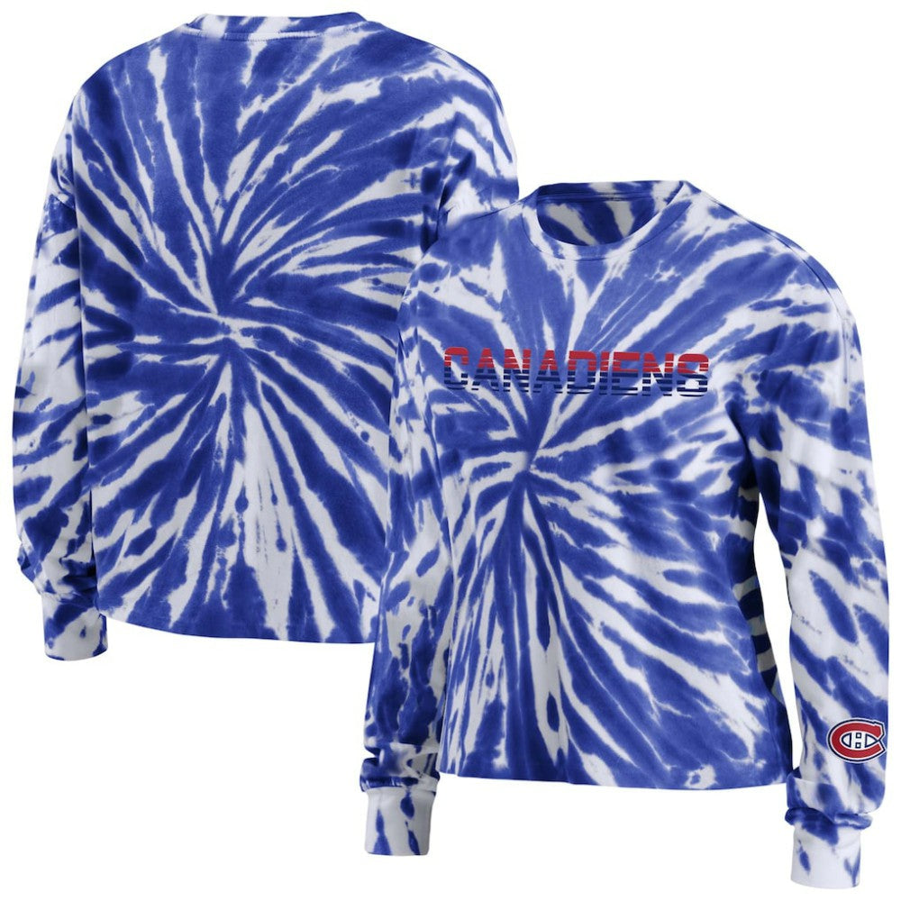 Montreal Canadiens WEAR by Erin Andrews Women's Tie-Dye Long Sleeve T-Shirt - Navy - NHL