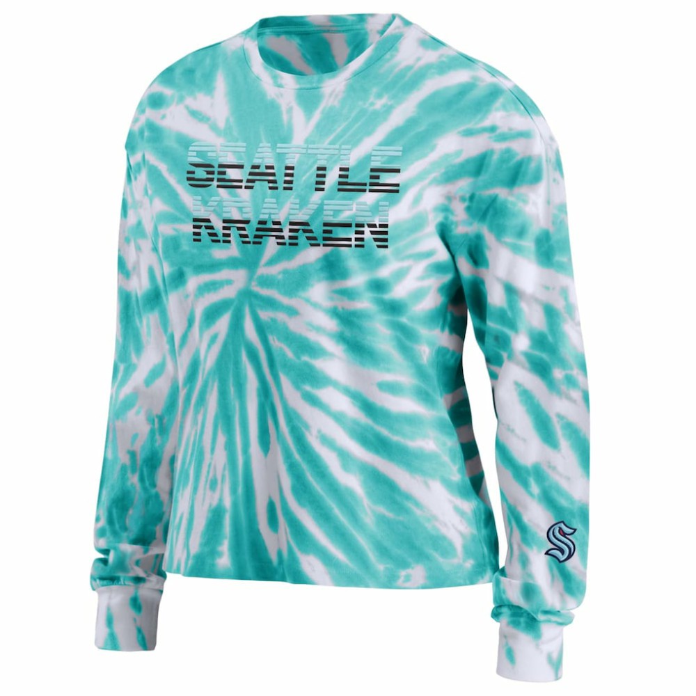 Seattle Kraken WEAR by Erin Andrews Women's Tie-Dye Long Sleeve T-Shirt - Light Blue - NHL