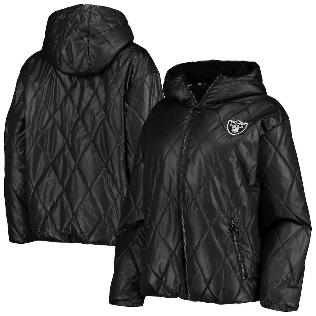 Las Vegas Raiders MSX by Michael Strahan Women's Charlotte Full-Zip Hoodie Puffer Jacket Black | NFL