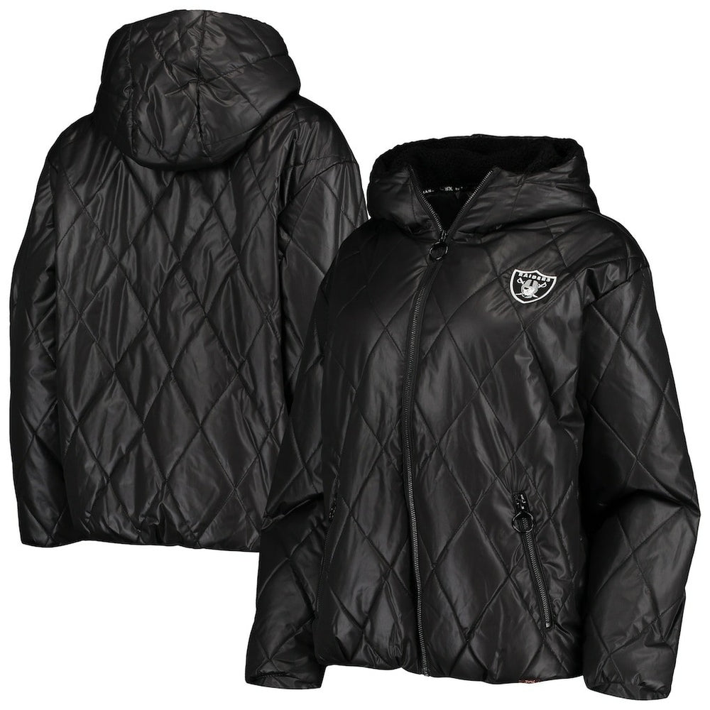 Las Vegas Raiders MSX by Michael Strahan Women's Charlotte Full-Zip Hoodie Puffer Jacket Black | NFL