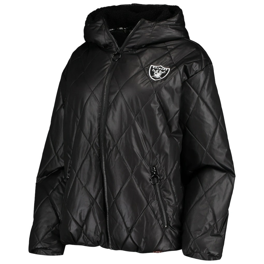 Las Vegas Raiders MSX by Michael Strahan Women's Charlotte Full-Zip Hoodie Puffer Jacket Black | NFL