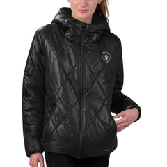Las Vegas Raiders MSX by Michael Strahan Women's Charlotte Full-Zip Hoodie Puffer Jacket Black | NFL