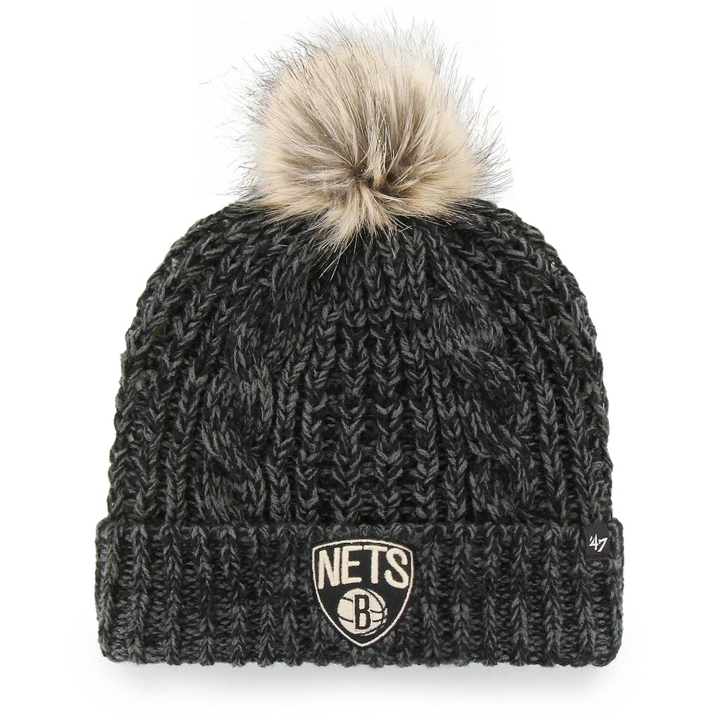 Brooklyn Nets '47 Women's Meeko Cuffed Knit Hat with Pom Black - NBA