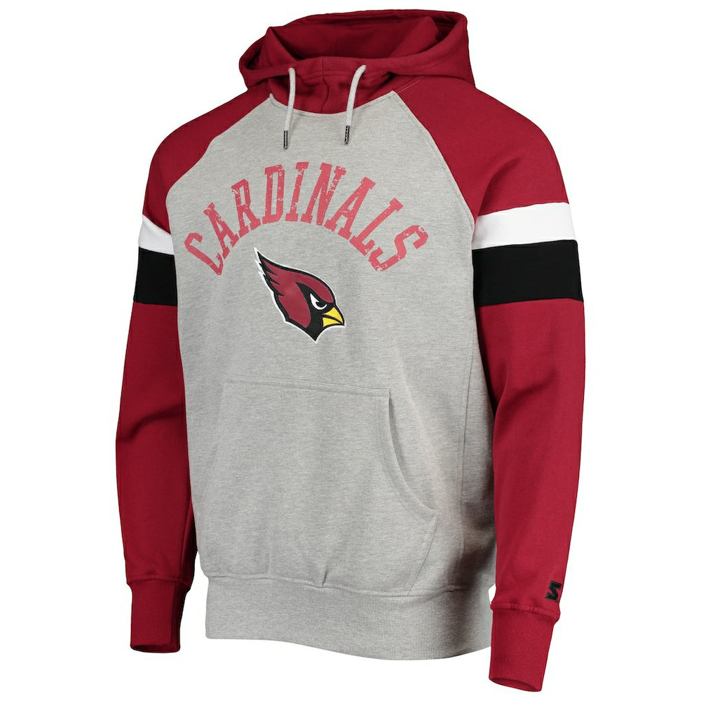 Arizona Cardinals Starter Home Run Raglan Pullover Hoodie Heathered Gray/Cardinal | NFL