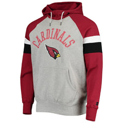 Arizona Cardinals Starter Home Run Raglan Pullover Hoodie Heathered Gray/Cardinal | NFL
