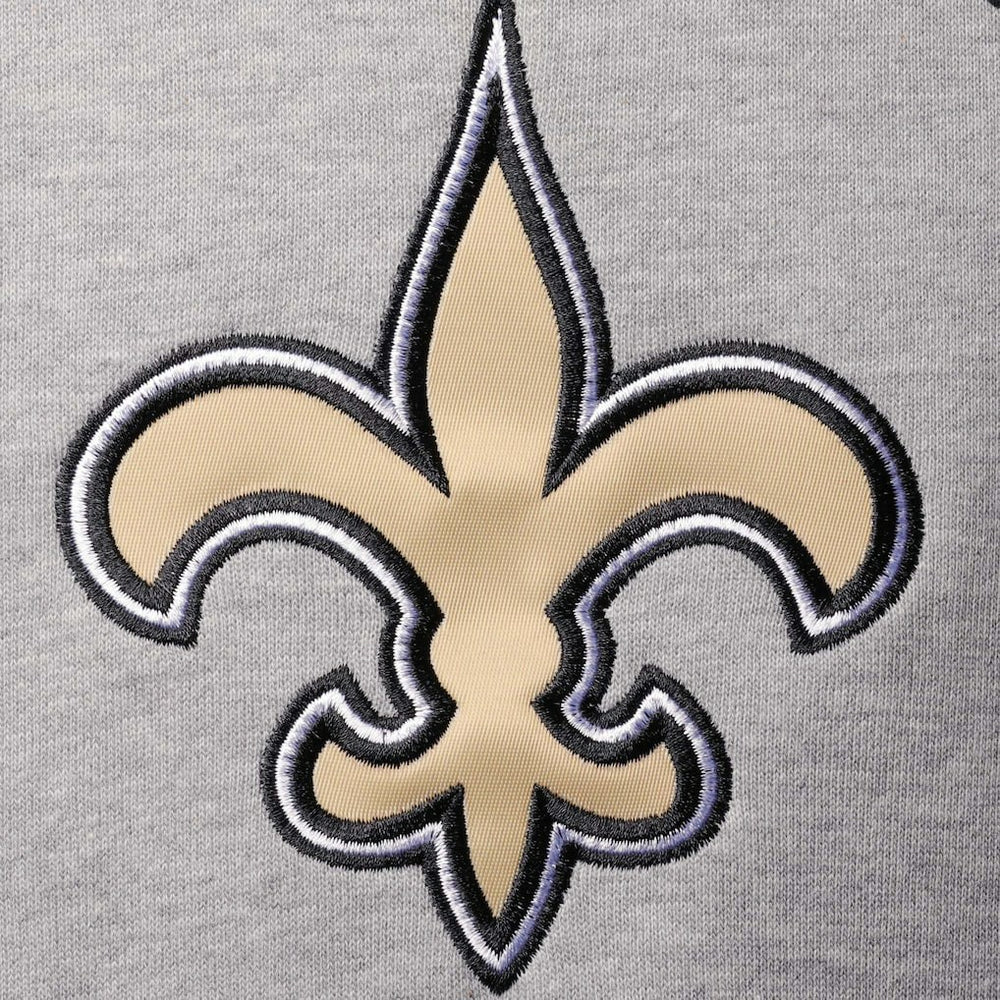 New Orleans Saints Starter Home Run Raglan Pullover Hoodie Heathered Gray/Black | NFL