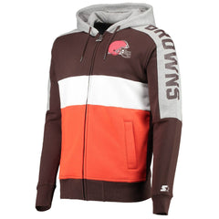 Cleveland Browns Starter Playoffs Color Block Full-Zip Hoodie Brown/Orange | NFL