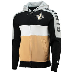 New Orleans Saints Starter Playoffs Color Block Full-Zip Hoodie Black/Gold | NFL