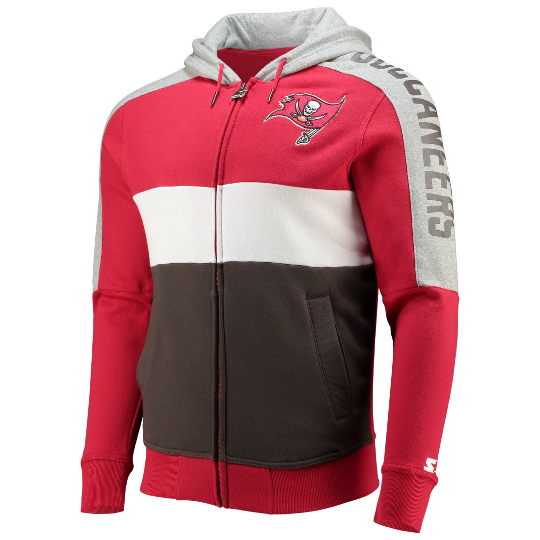 Tampa Bay Buccaneers Starter Playoffs Color Block Full-Zip Hoodie Red/Pewter | NFL