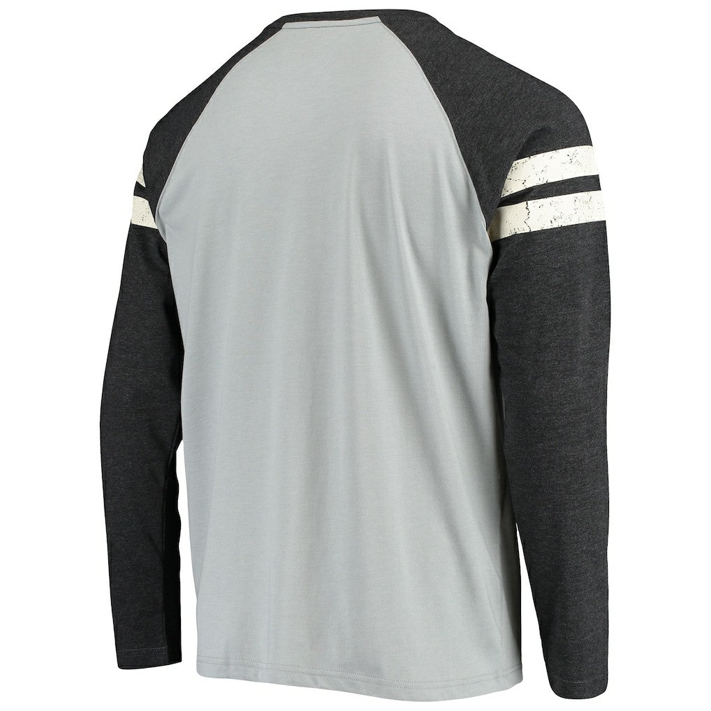 Las Vegas Raiders Starter Throwback League Raglan Long Sleeve Tri-Blend T-Shirt Silver/Black | NFL
