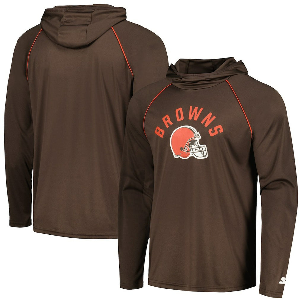 Cleveland Browns Starter Raglan Long Sleeve Hoodie T-Shirt Brown | NFL