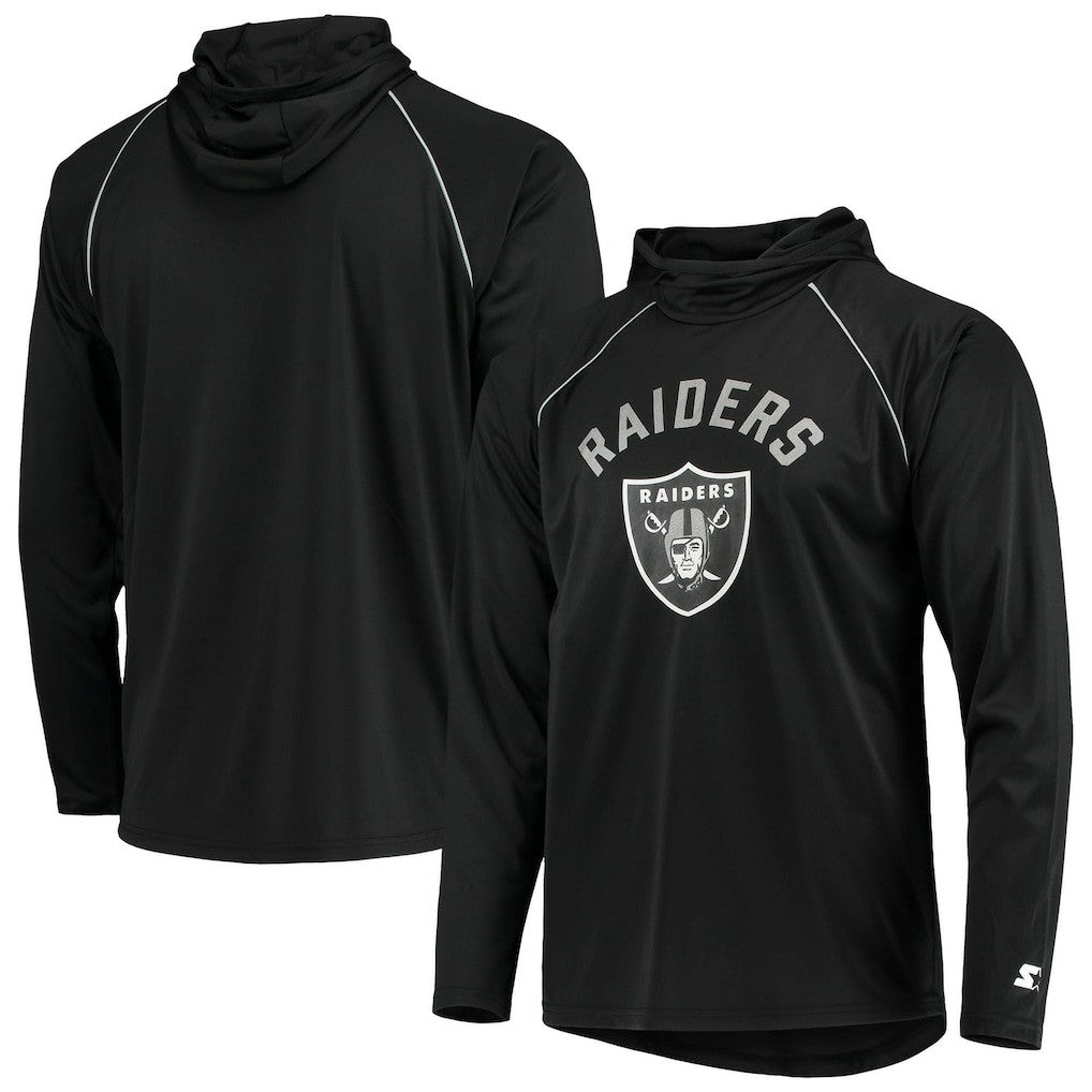 Las Vegas Raiders Starter Raglan Long Sleeve Hoodie T-Shirt Black | NFL