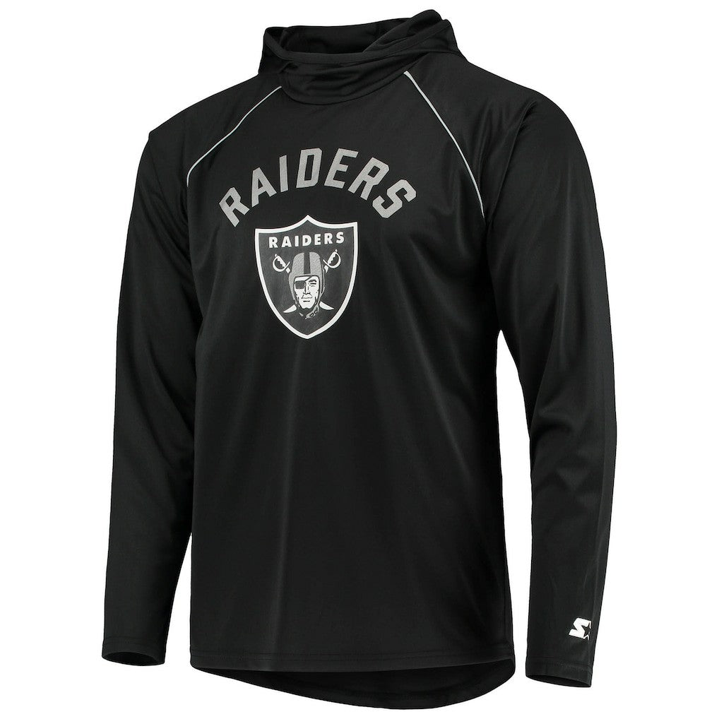 Las Vegas Raiders Starter Raglan Long Sleeve Hoodie T-Shirt Black | NFL