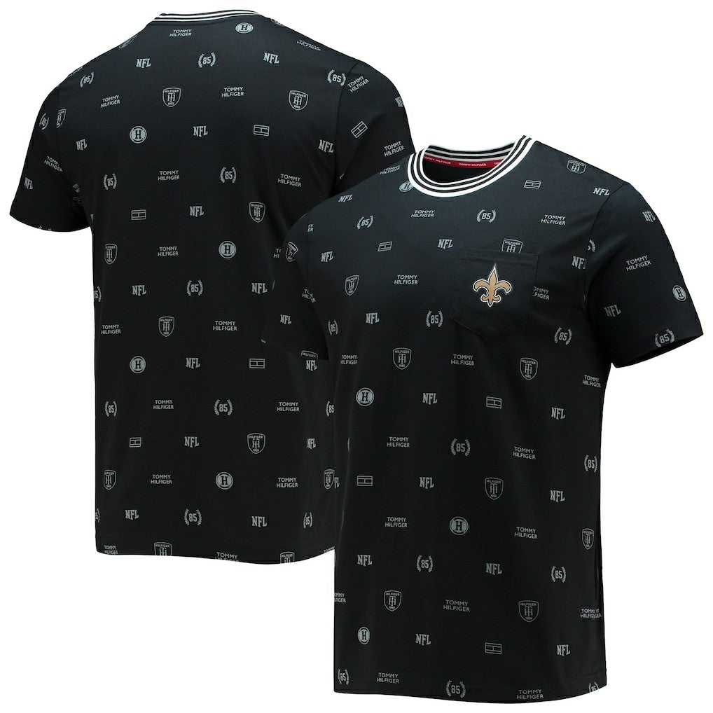 New Orleans Saints Tommy Hilfiger Essential Pocket T-Shirt Black | NFL