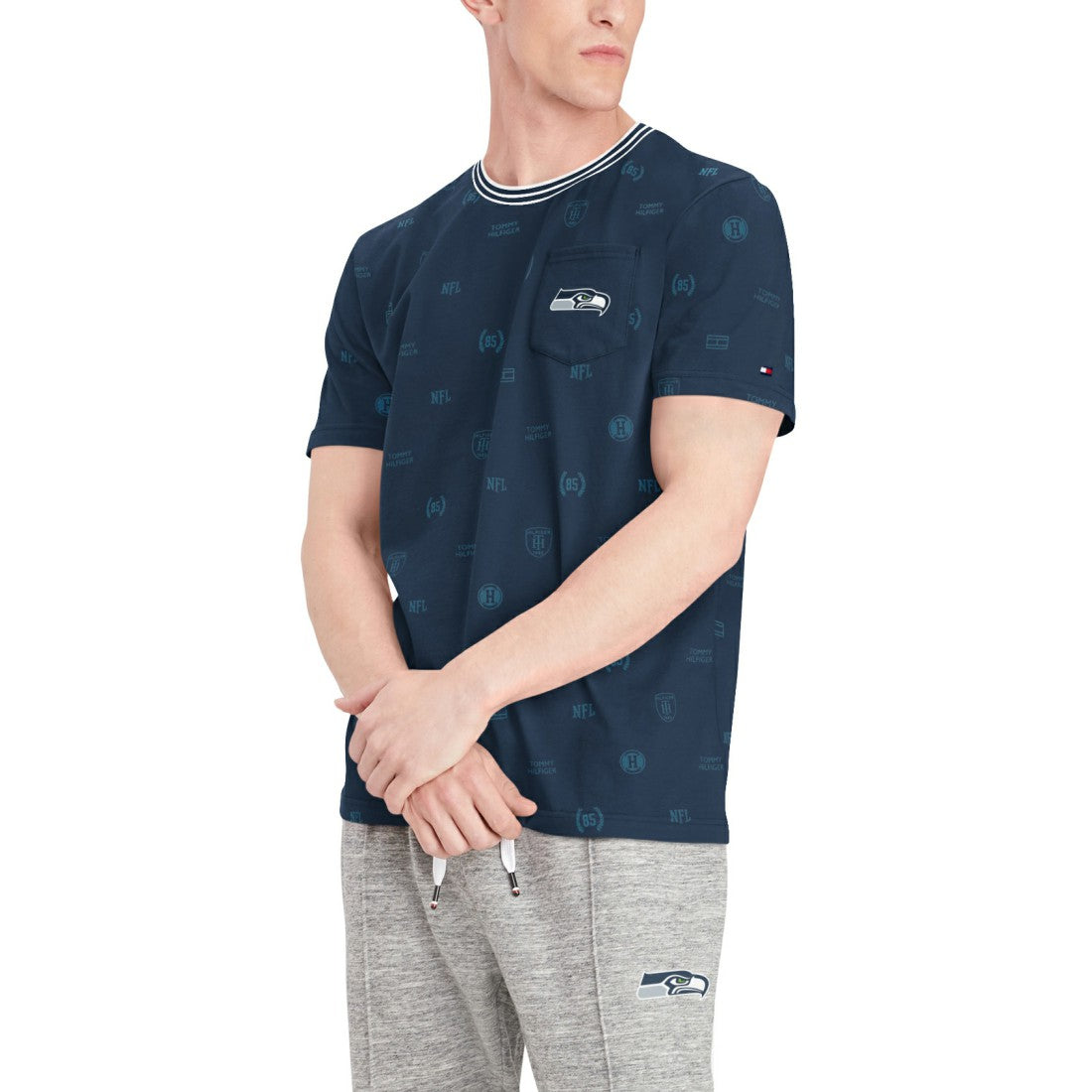 Seattle Seahawks Tommy Hilfiger Essential Pocket T-Shirt College Navy | NFL