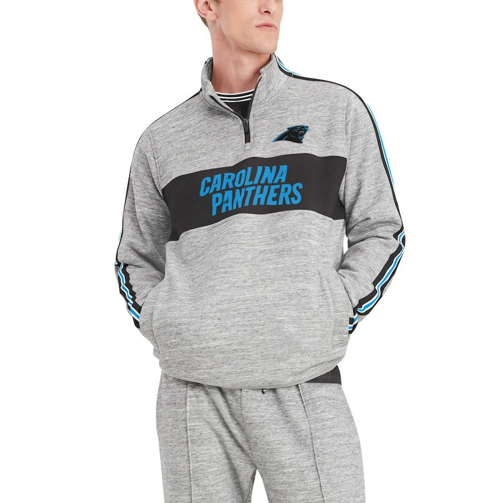 Carolina Panthers Tommy Hilfiger Mario Quarter-Zip Jacket Heathered Gray | NFL