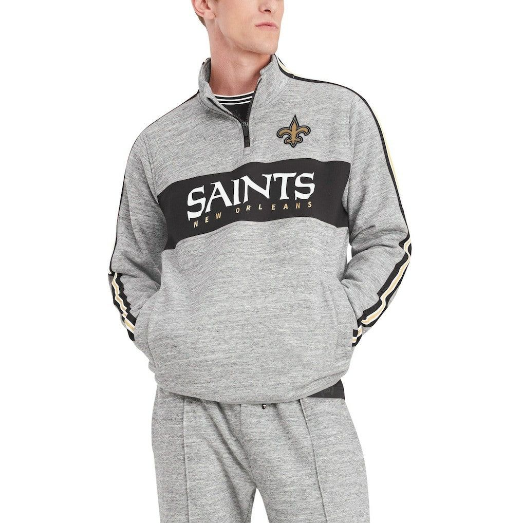New Orleans Saints Tommy Hilfiger Mario Quarter-Zip Jacket Heathered Gray | NFL