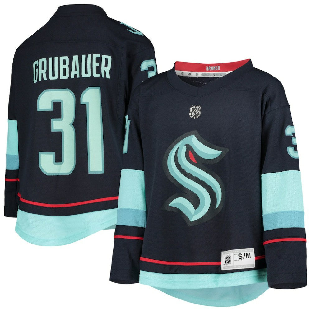 Philipp Grubauer Seattle Kraken Youth Home Replica Player Jersey - Deep Sea Blue - NHL