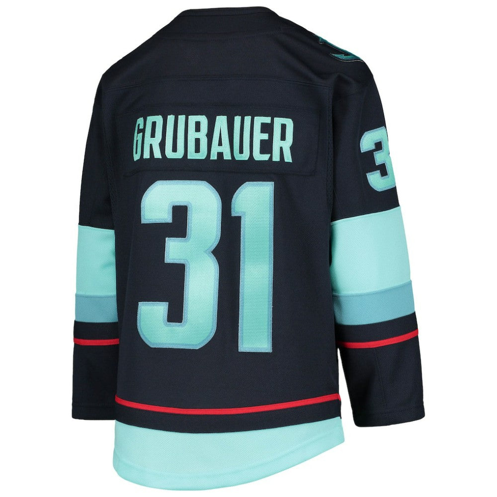 Philipp Grubauer Seattle Kraken Youth Home Premier Player Jersey - Deep Sea Blue - NHL
