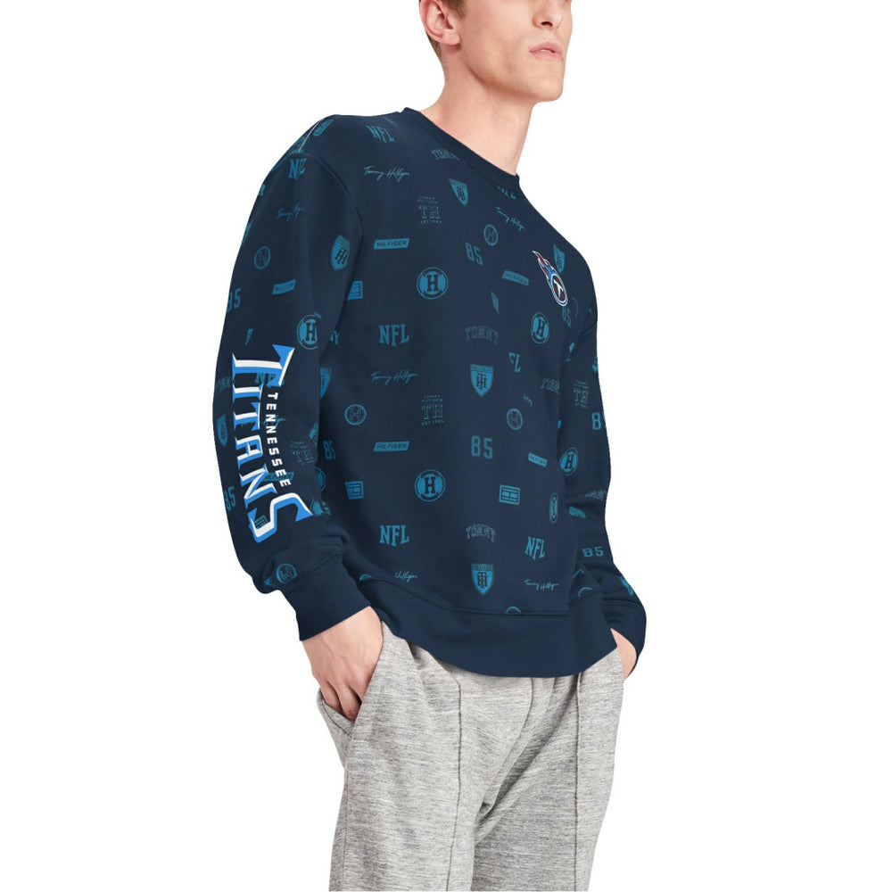 Tennessee Titans Tommy Hilfiger Reid Graphic Pullover Sweatshirt Navy | NFL