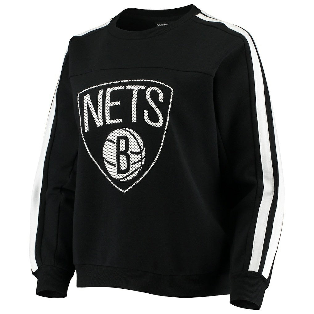 Brooklyn Nets The Wild Collective Women's Perforated Logo Pullover Sweatshirt Black - NBA