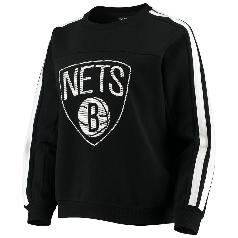 Brooklyn Nets The Wild Collective Women's Perforated Logo Pullover Sweatshirt Black - NBA