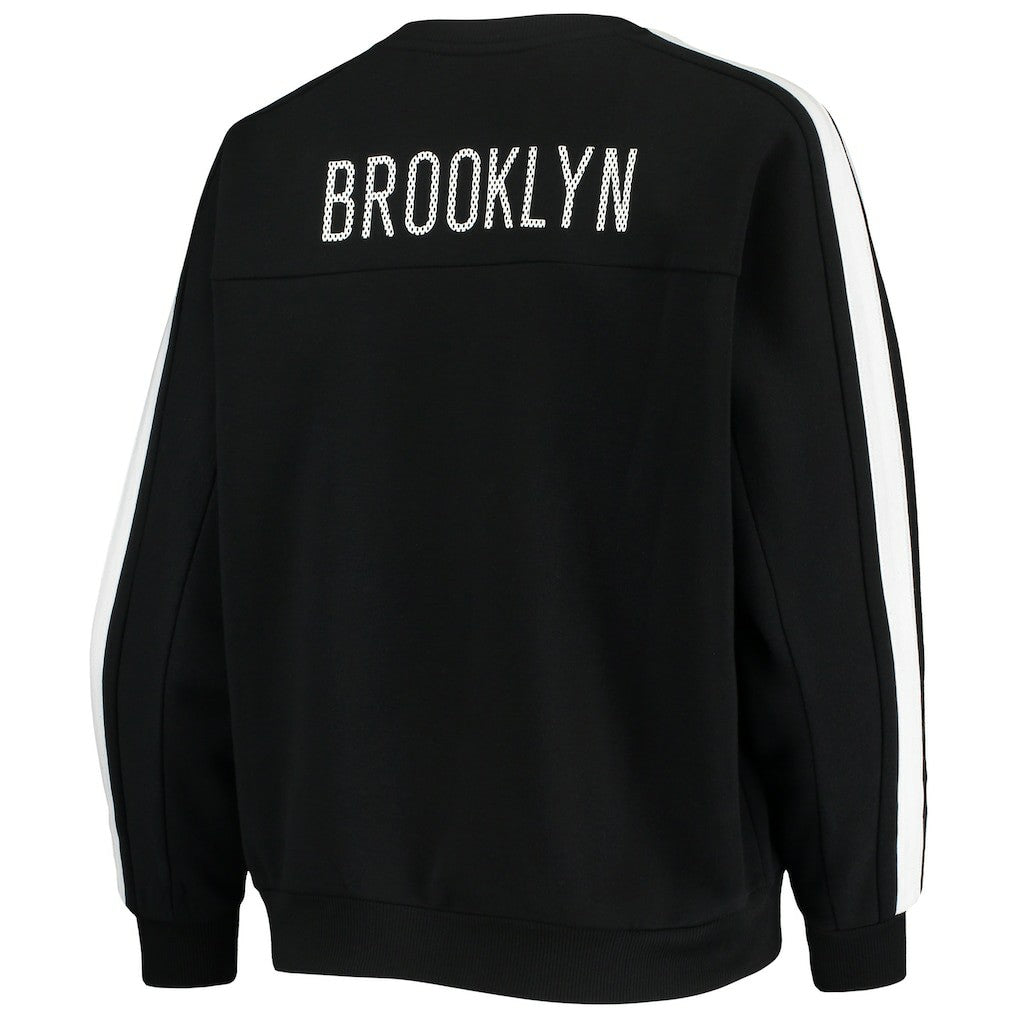 Brooklyn Nets The Wild Collective Women's Perforated Logo Pullover Sweatshirt Black - NBA