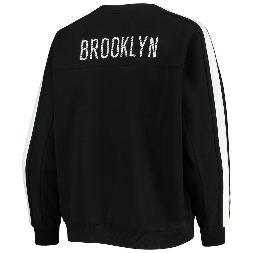 Brooklyn Nets The Wild Collective Women's Perforated Logo Pullover Sweatshirt Black - NBA